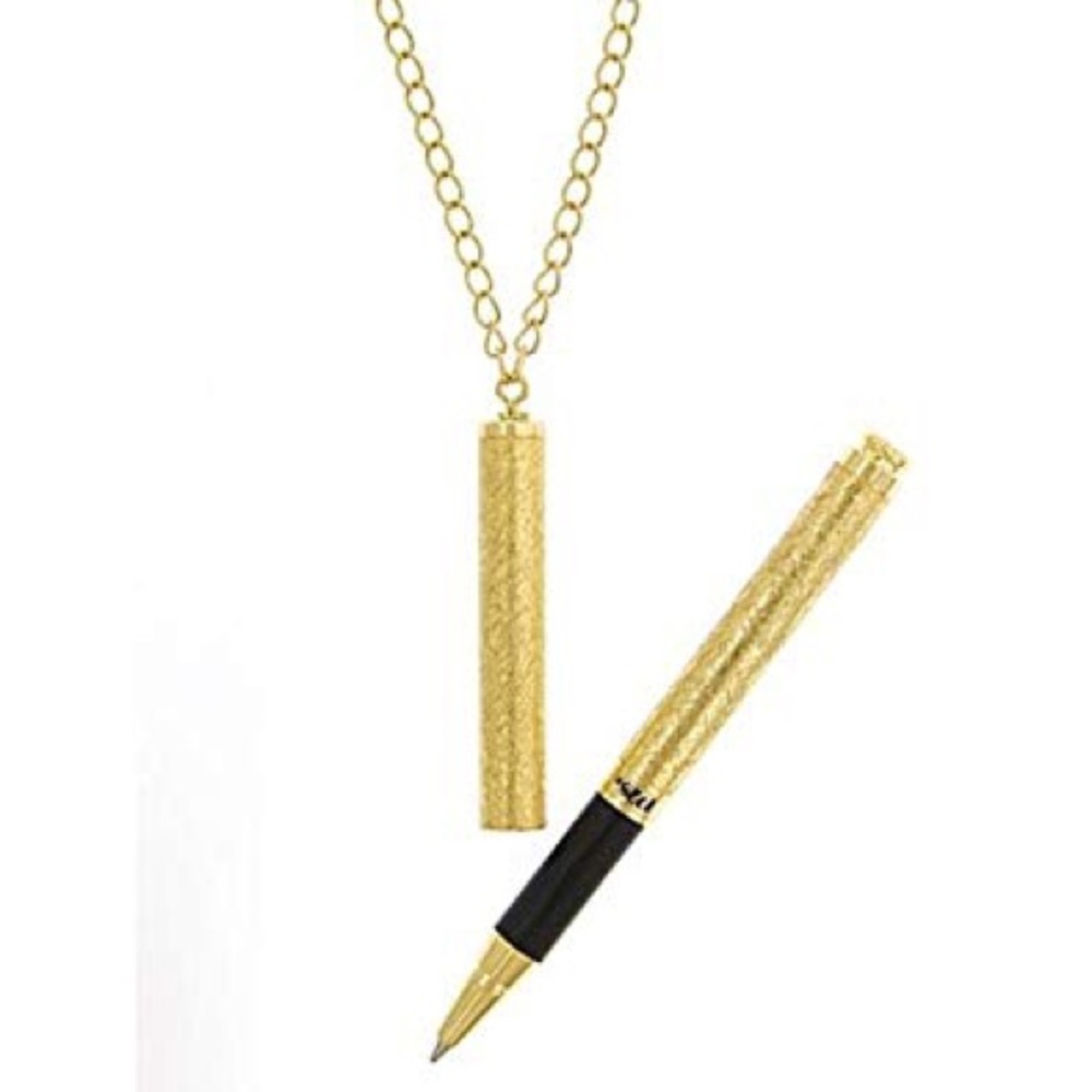 Vintage inspired gold pen necklace